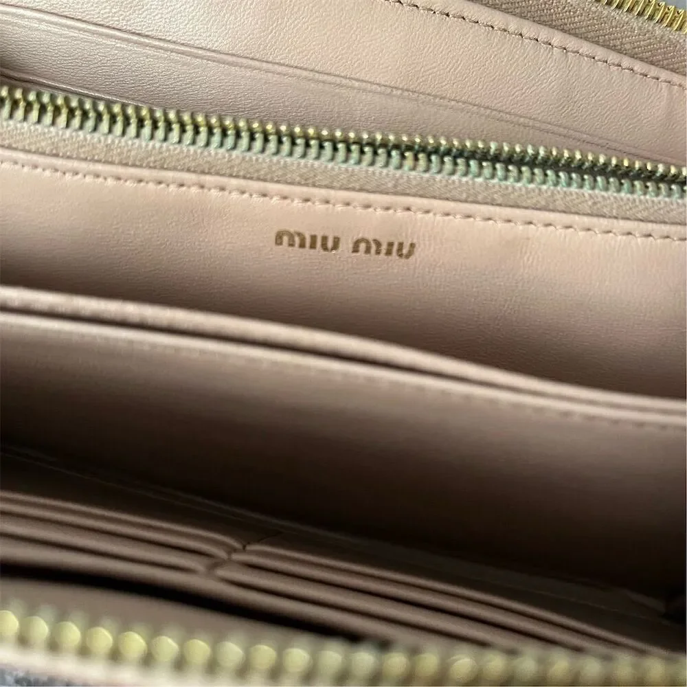 Miu Miu Women's Light Pink Zip-Around Wallet - Picture 7 of 11